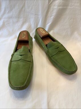 Prada Green Suede Penny Loafer Driving Moccasins